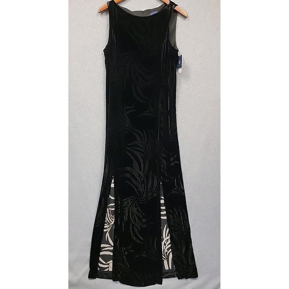 NEW DONCASTER Collection Black Velvet Maxi Gown Dress Formal Prom Silk Sz 6 Chic